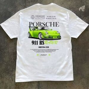 White and Green porsh tee